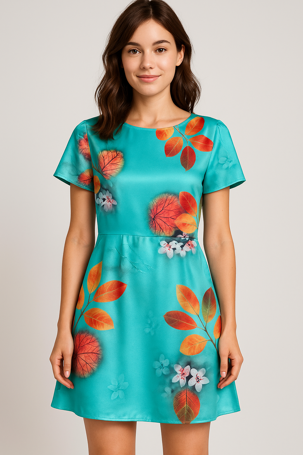 Decorative Orange Kudampuli With Blue Oasis Colour Digital Printed Fabric - Japan Satin