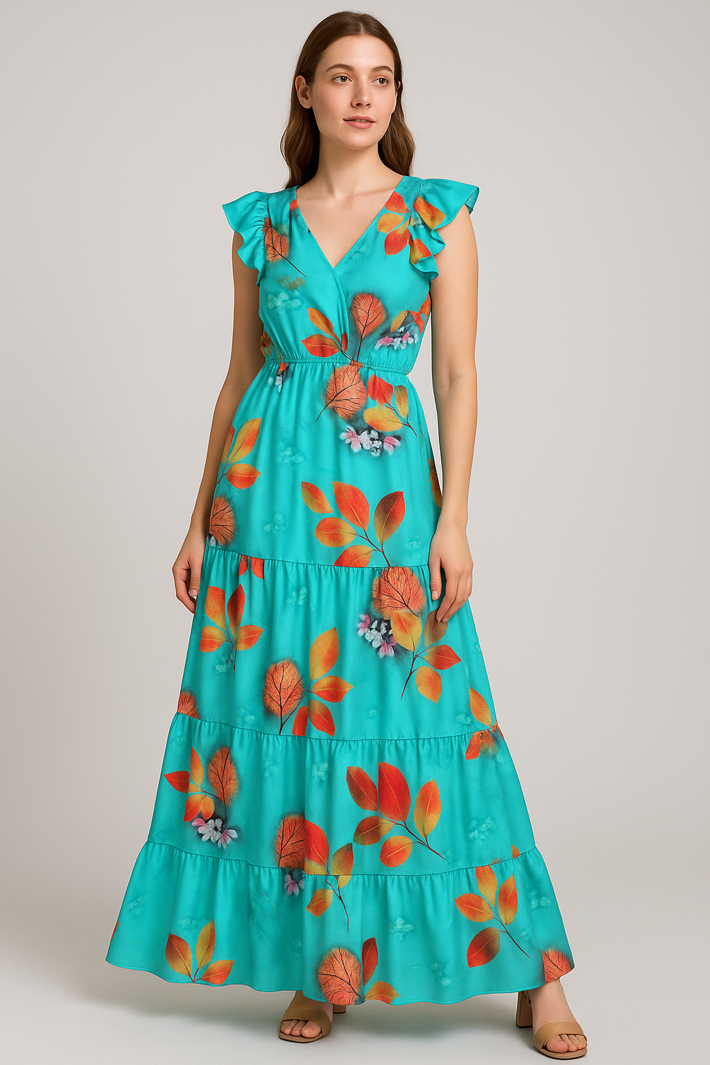 Decorative Orange Kudampuli With Blue Oasis Colour Digital Printed Fabric - Japan Satin