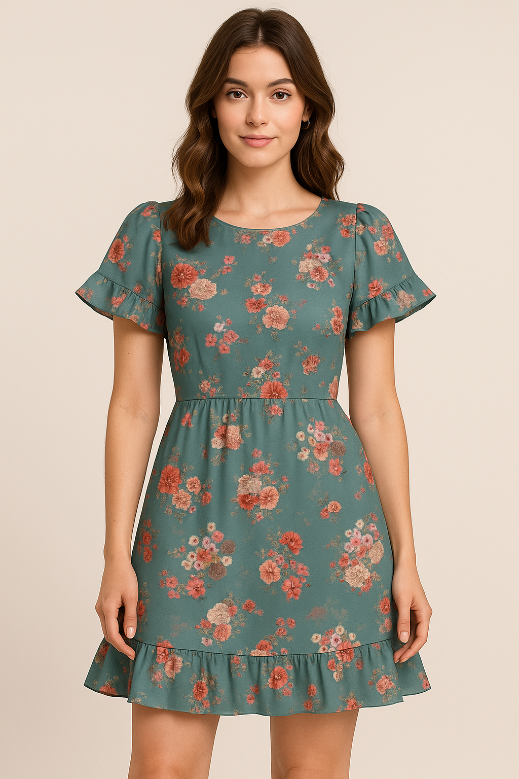 Colorful Roses With Multicolor Branch Digital Printed Fabric - Japan Satin