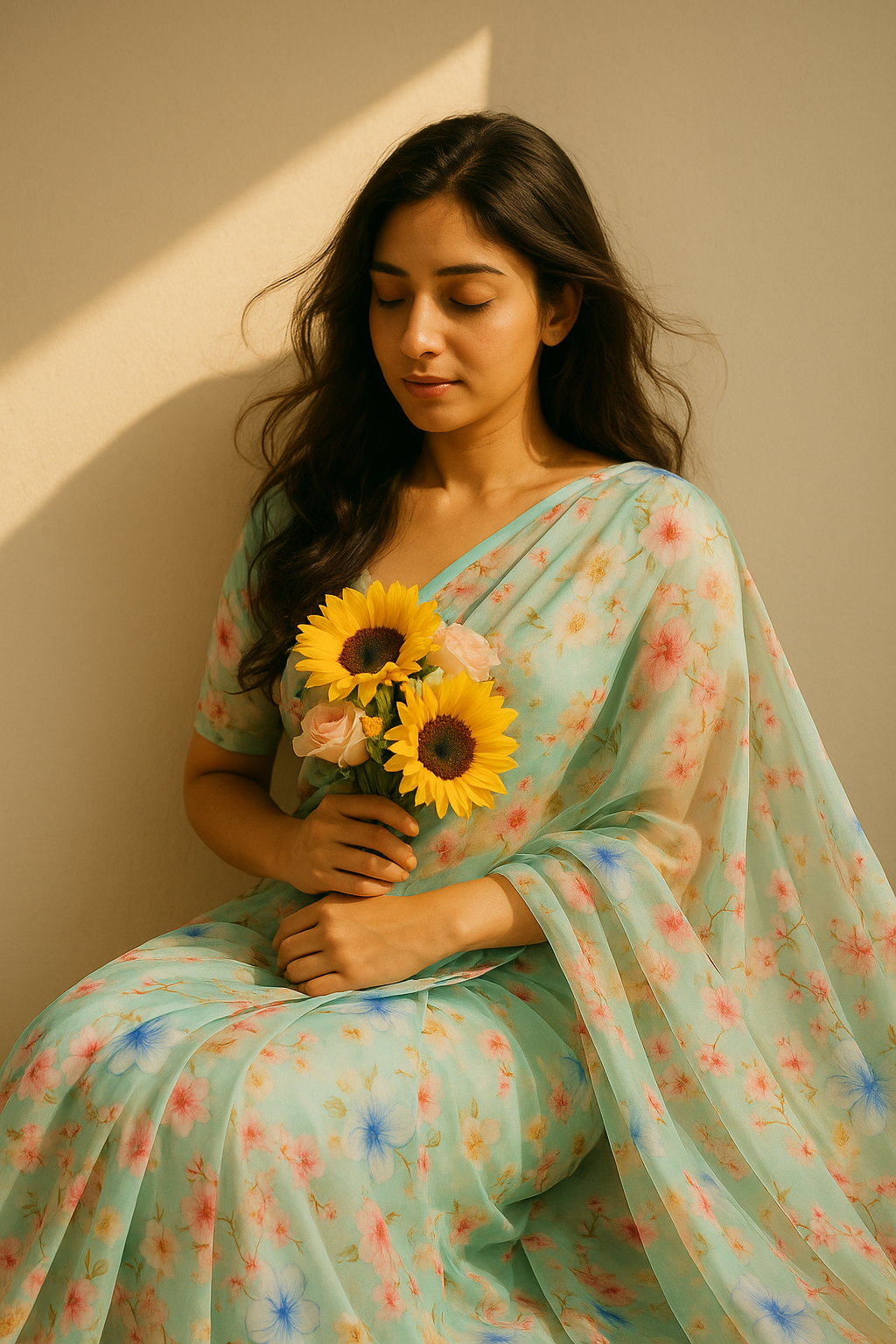 Lovely Geranium Flower Digital Printed Fabric - Japan Satin