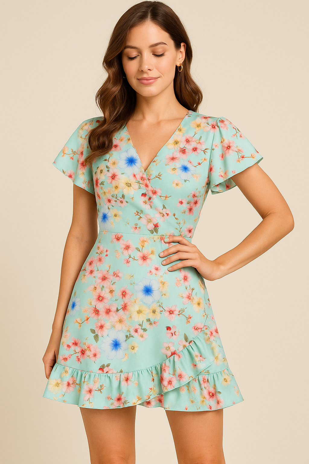 Lovely Geranium Flower Digital Printed Fabric - Japan Satin