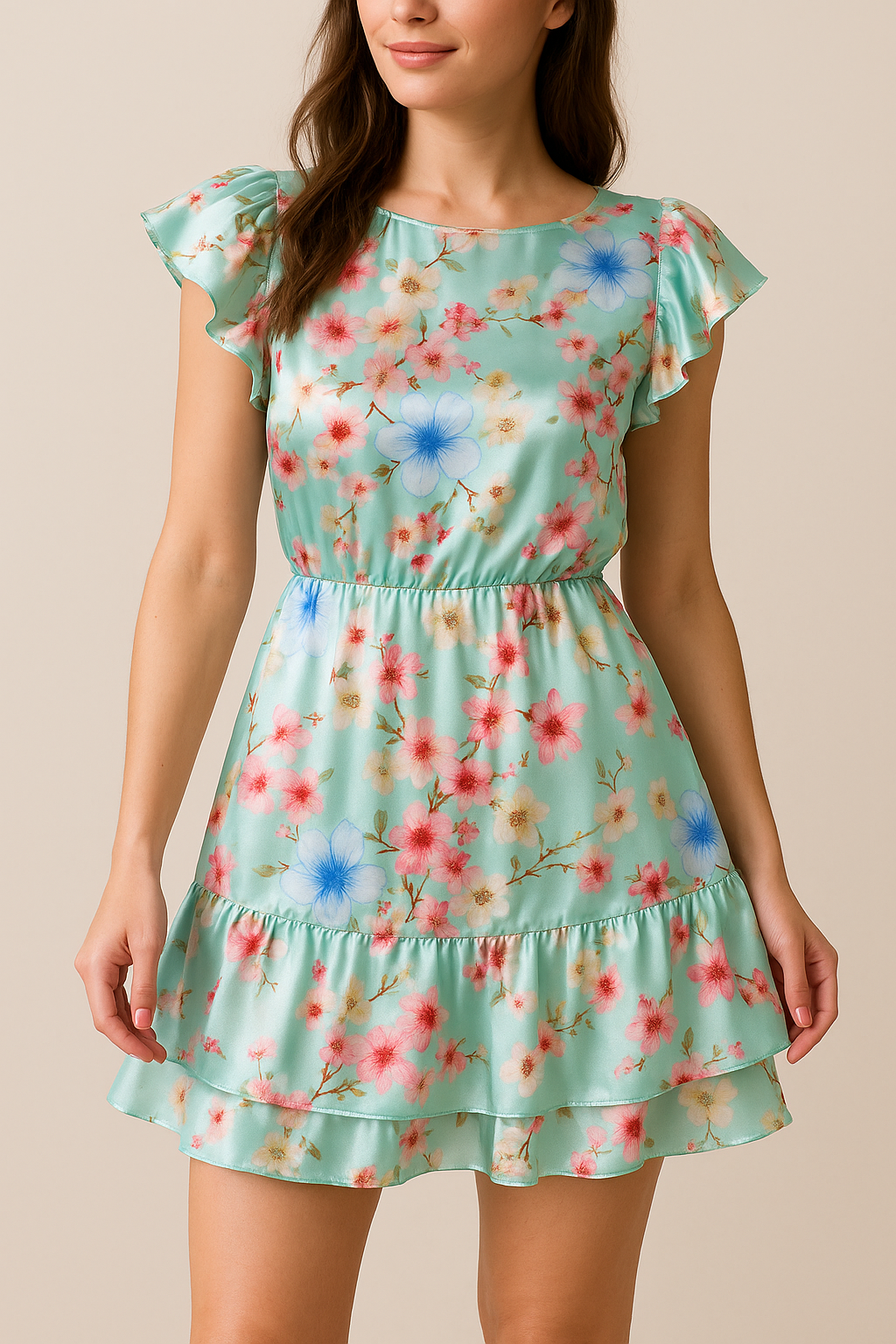 Lovely Geranium Flower Digital Printed Fabric - Japan Satin