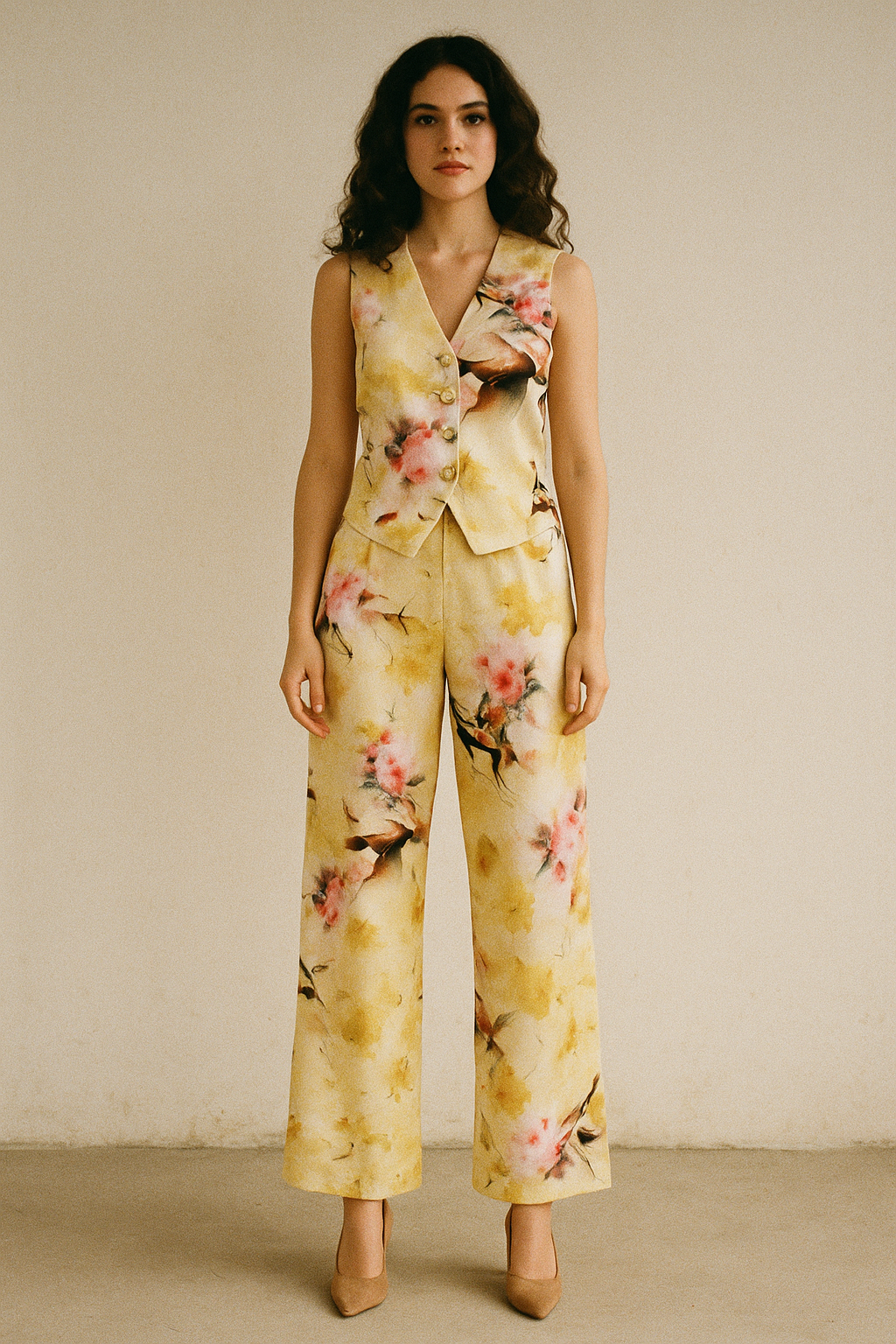 Coolest Watercolour Paper Art Of Flower Digital Printed Fabric - Japan Satin