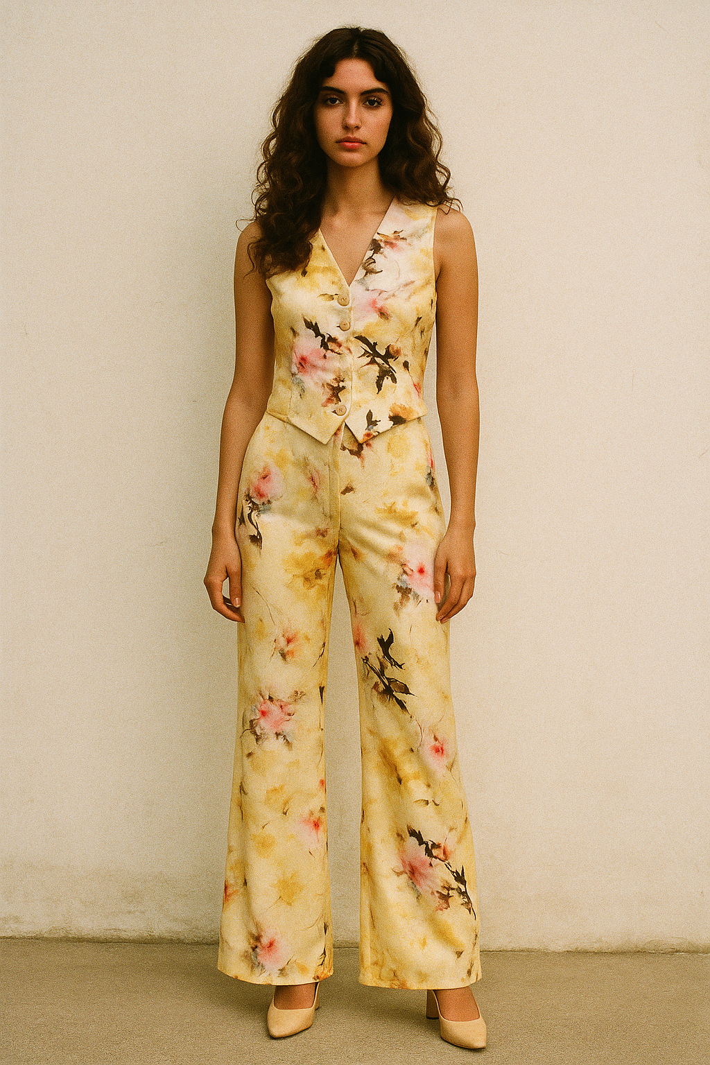 Coolest Watercolour Paper Art Of Flower Digital Printed Fabric - Japan Satin