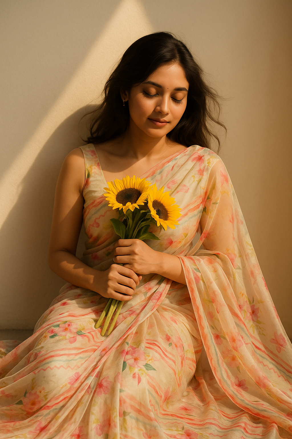 Decorative Watercolour Spring Floral Digital Printed Fabric - Japan Satin