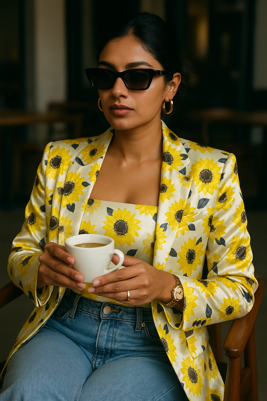 Morden Classic Yellow Sunflower Digital Printed Fabric - Japan Satin