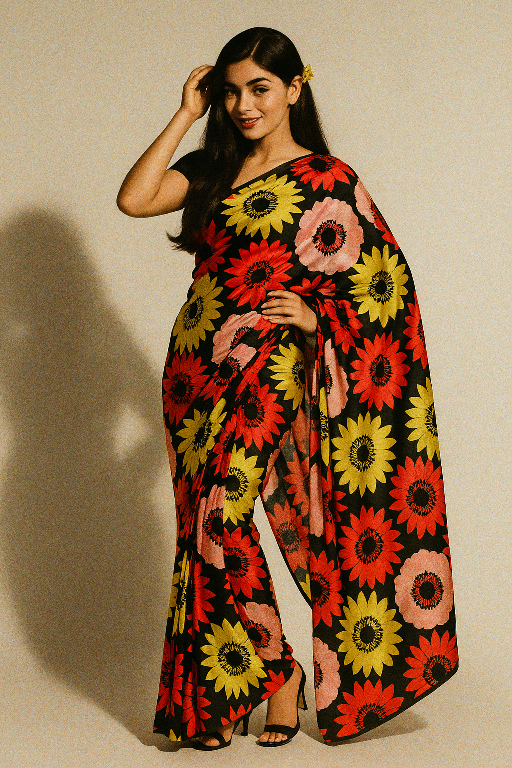 Watercolour Sunflower Digital Printed Fabric - Japan Satin