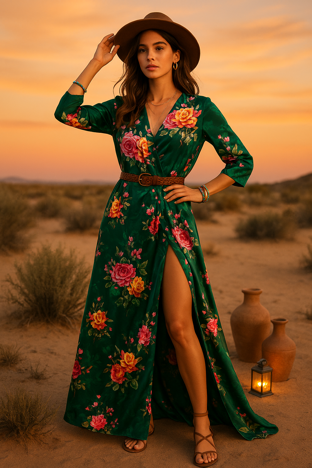 Beautiful Roses With Leaves Digital Printed Fabric - Japan Satin