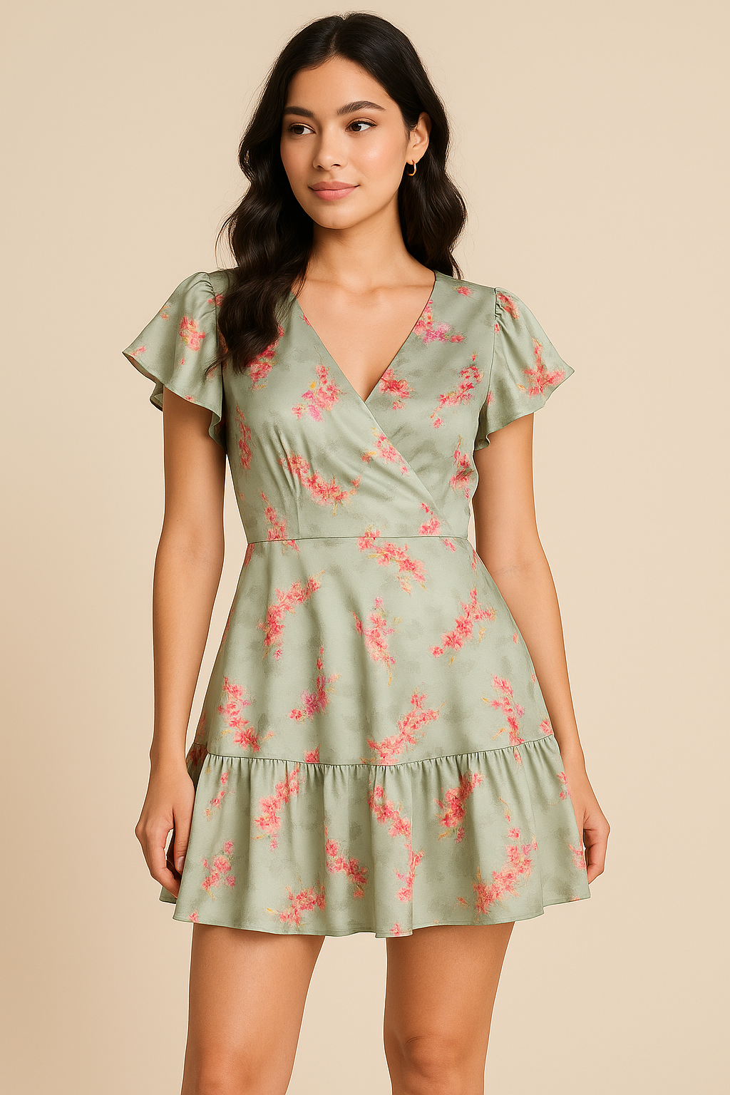 Lovely Purple Violet Flower Digital Printed Fabric - Japan Satin