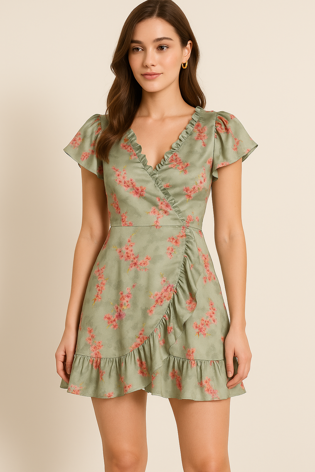 Lovely Purple Violet Flower Digital Printed Fabric - Japan Satin