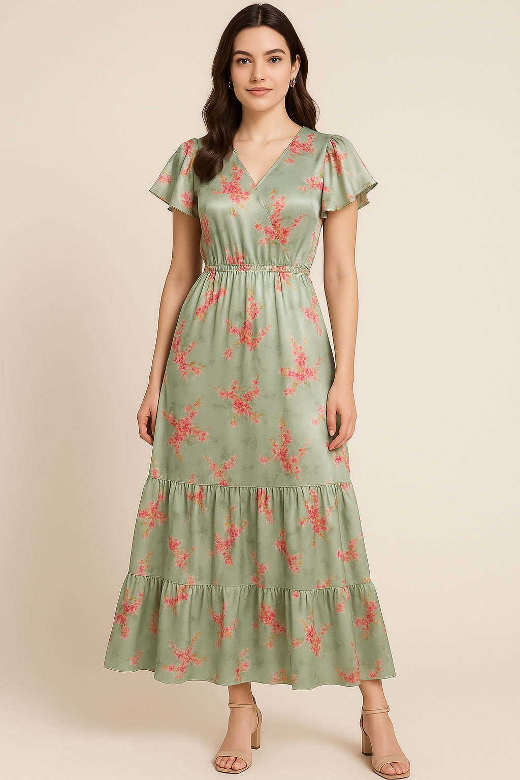 Lovely Purple Violet Flower Digital Printed Fabric - Japan Satin