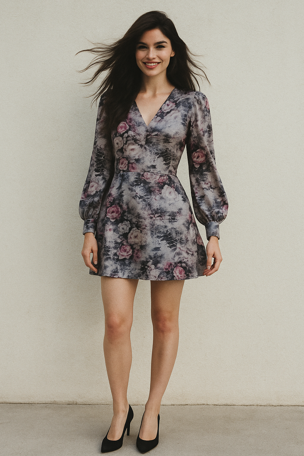 Vintage Floral Art Collection Digital Printed Fabric - Japan Satin