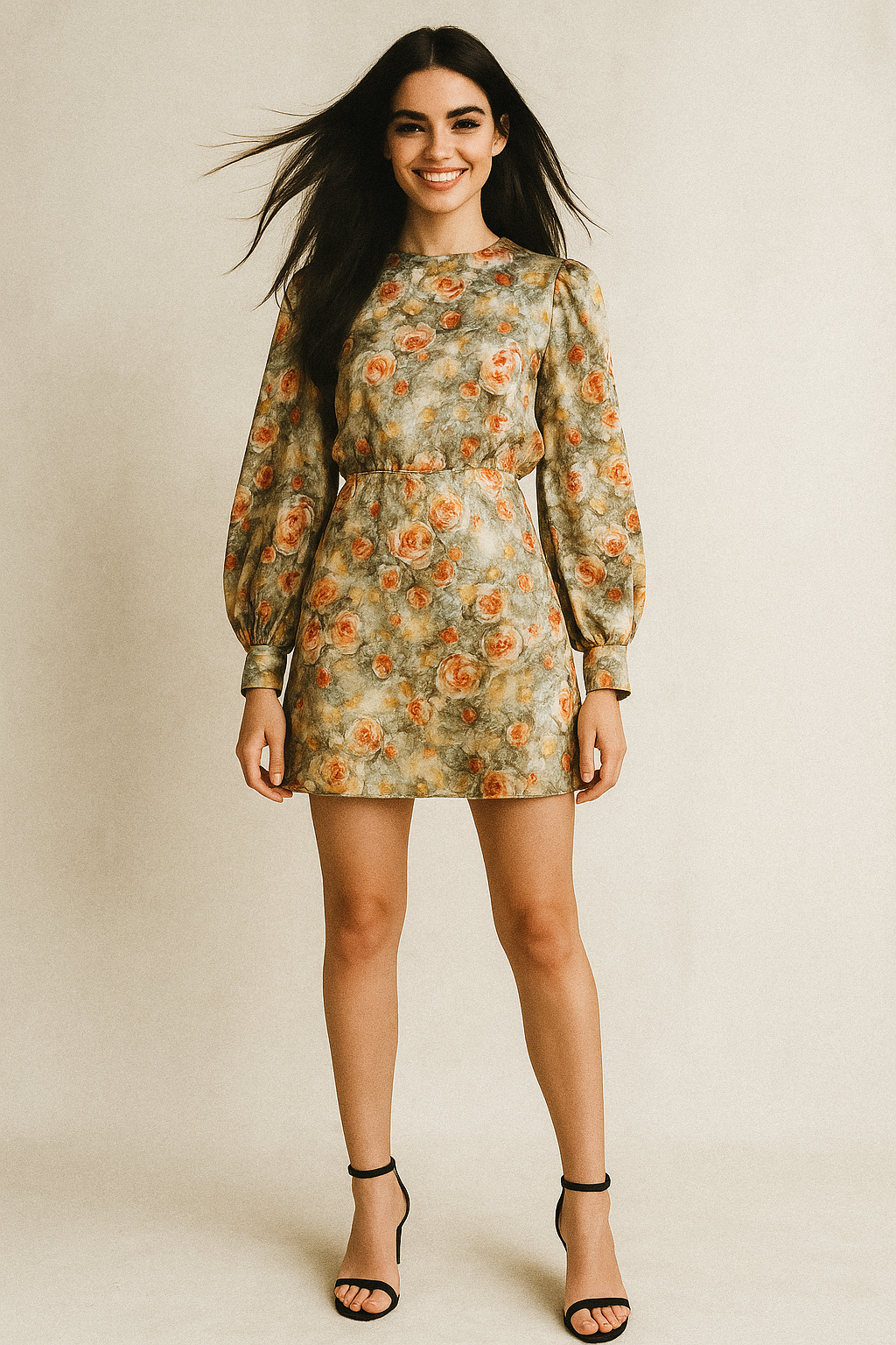 Watercolour Morden Colour Roses Digital Printed Fabric - Japan Satin