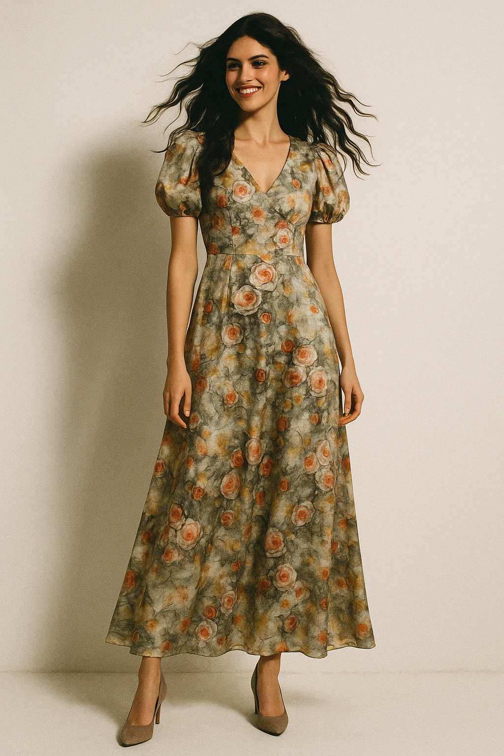 Watercolour Morden Colour Roses Digital Printed Fabric - Japan Satin