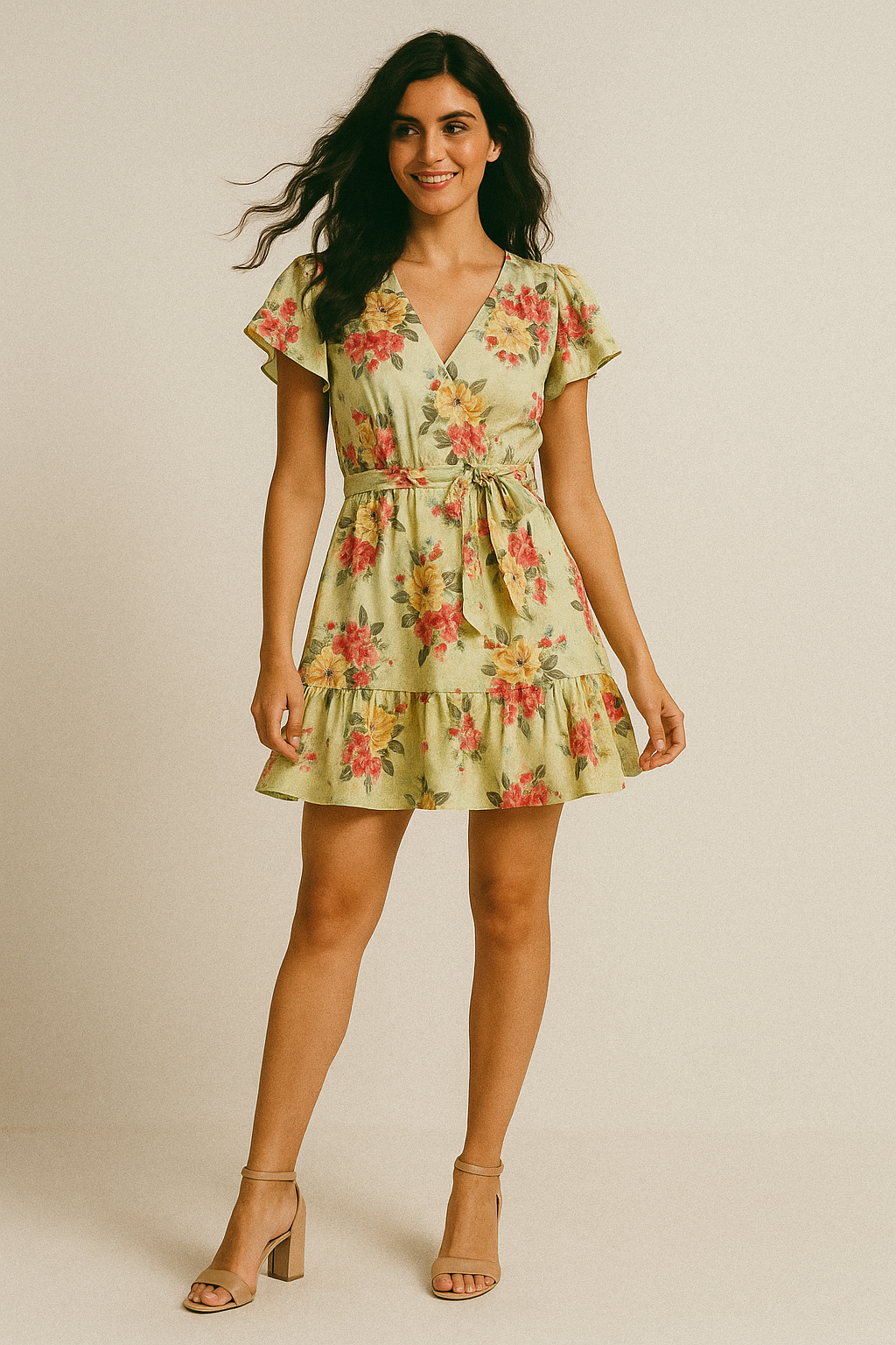 Colorful Floral Yellow Base Digital Printed Fabric