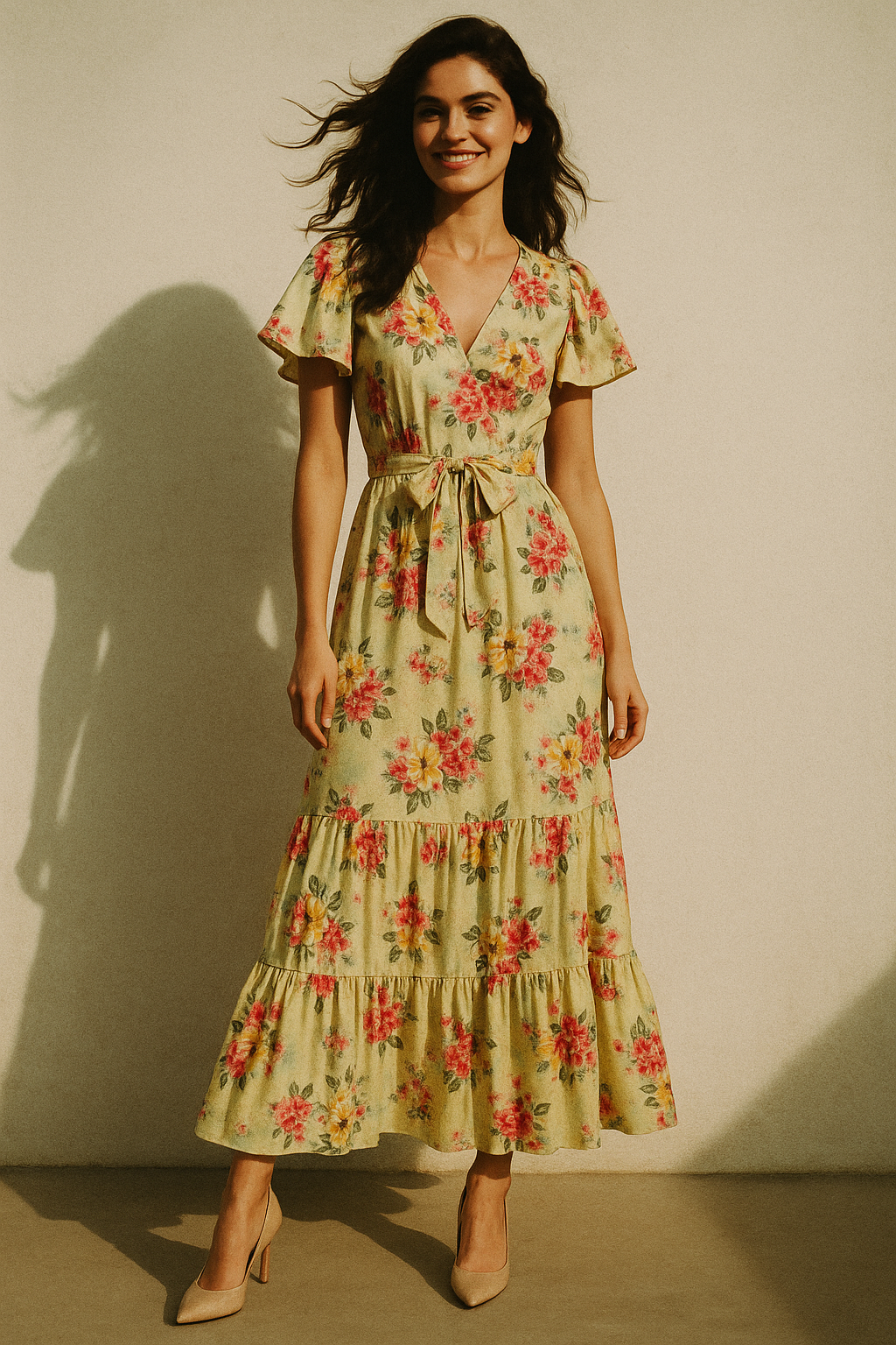 Colorful Floral Yellow Base Digital Printed Fabric