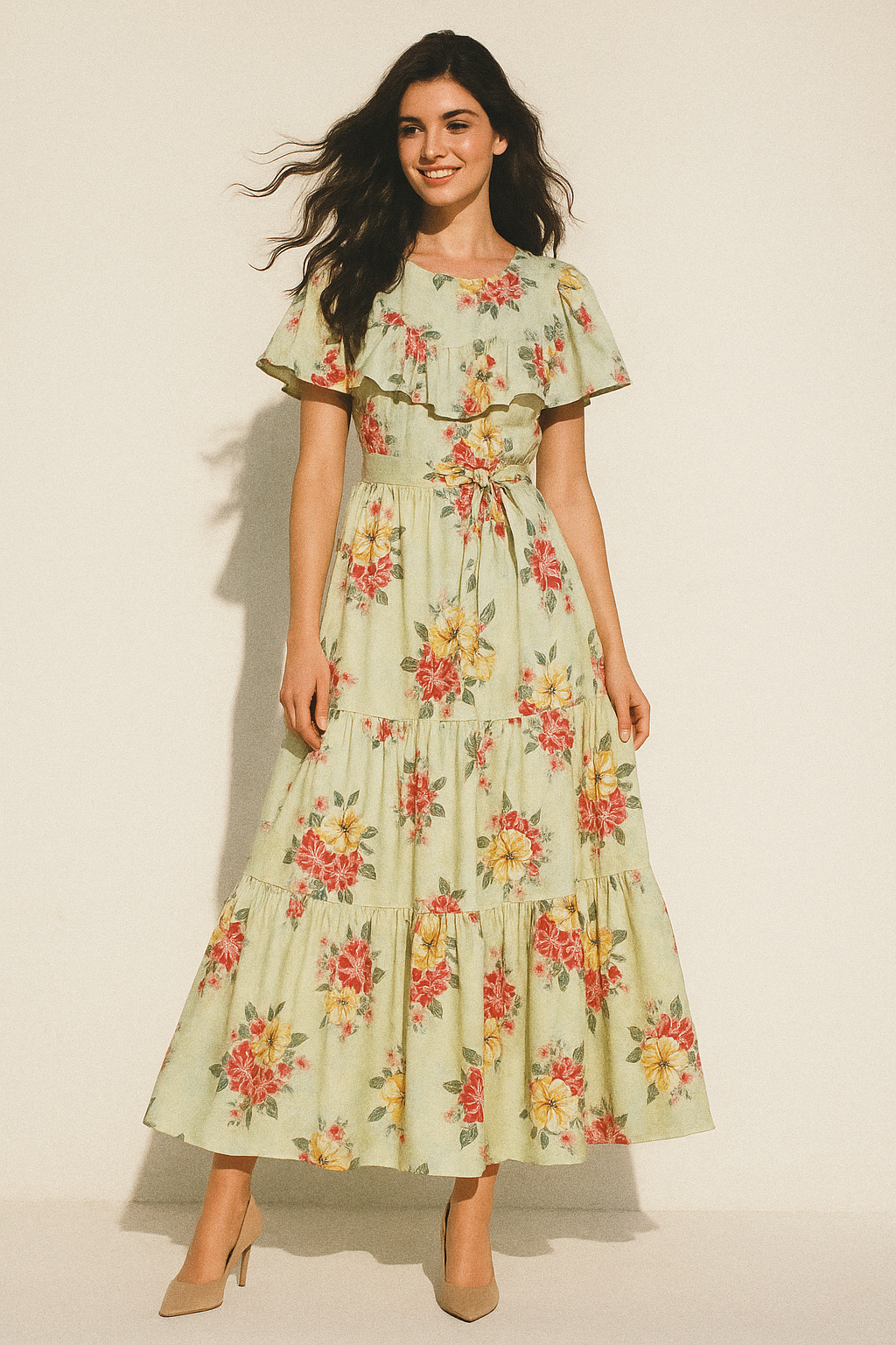 Colorful Floral Yellow Base Digital Printed Fabric