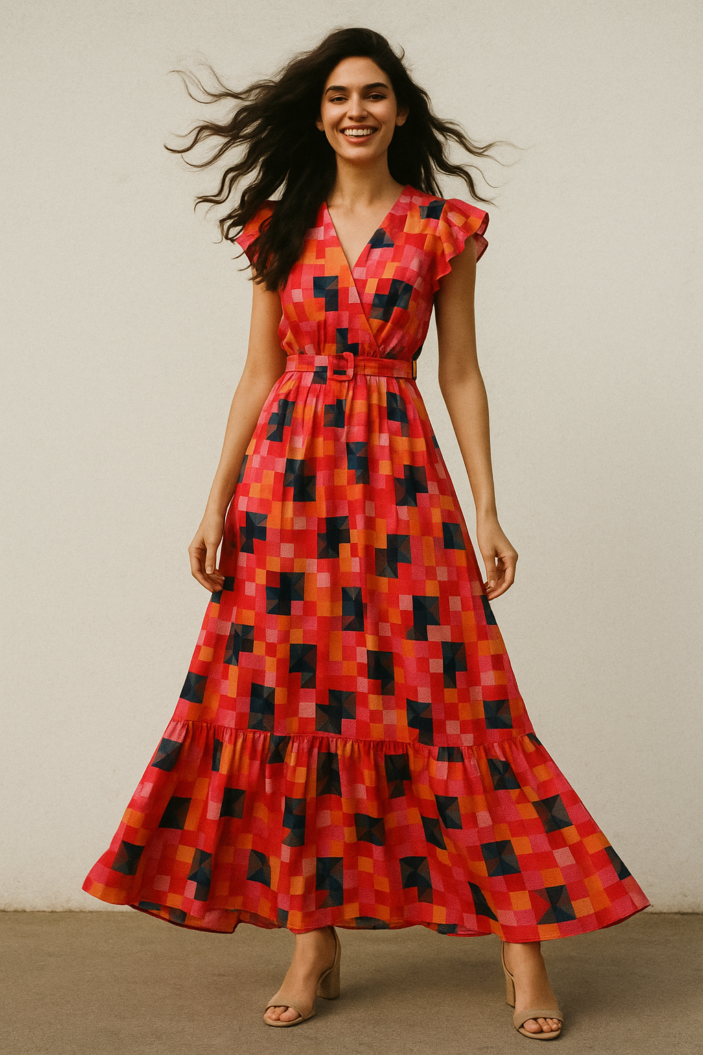 Abstract Squares Digital Printed Fabric