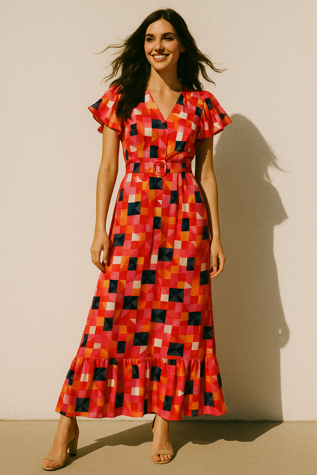 Abstract Squares Digital Printed Fabric