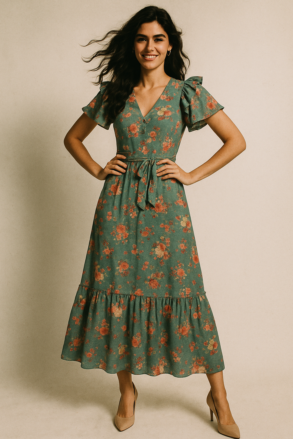 Colorful Roses With Multicolor Branch Digital Printed Fabric - Poly Muslin