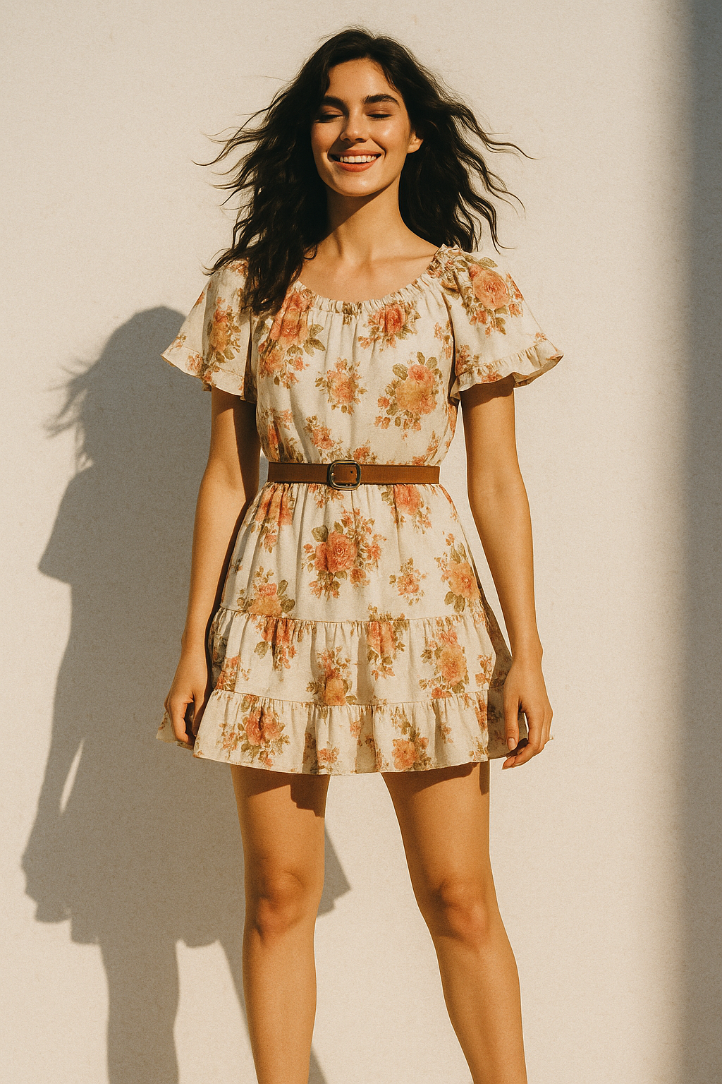 Classic Multicolor Roses With Leaves Digital Printed Fabric - Poly Muslin