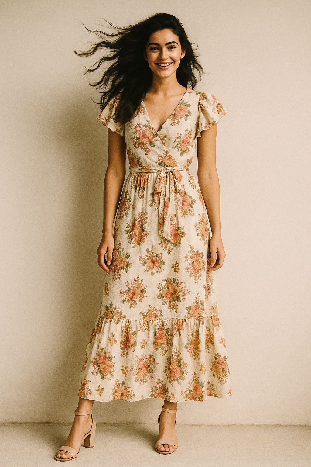 Classic Multicolor Roses With Leaves Digital Printed Fabric - Poly Muslin