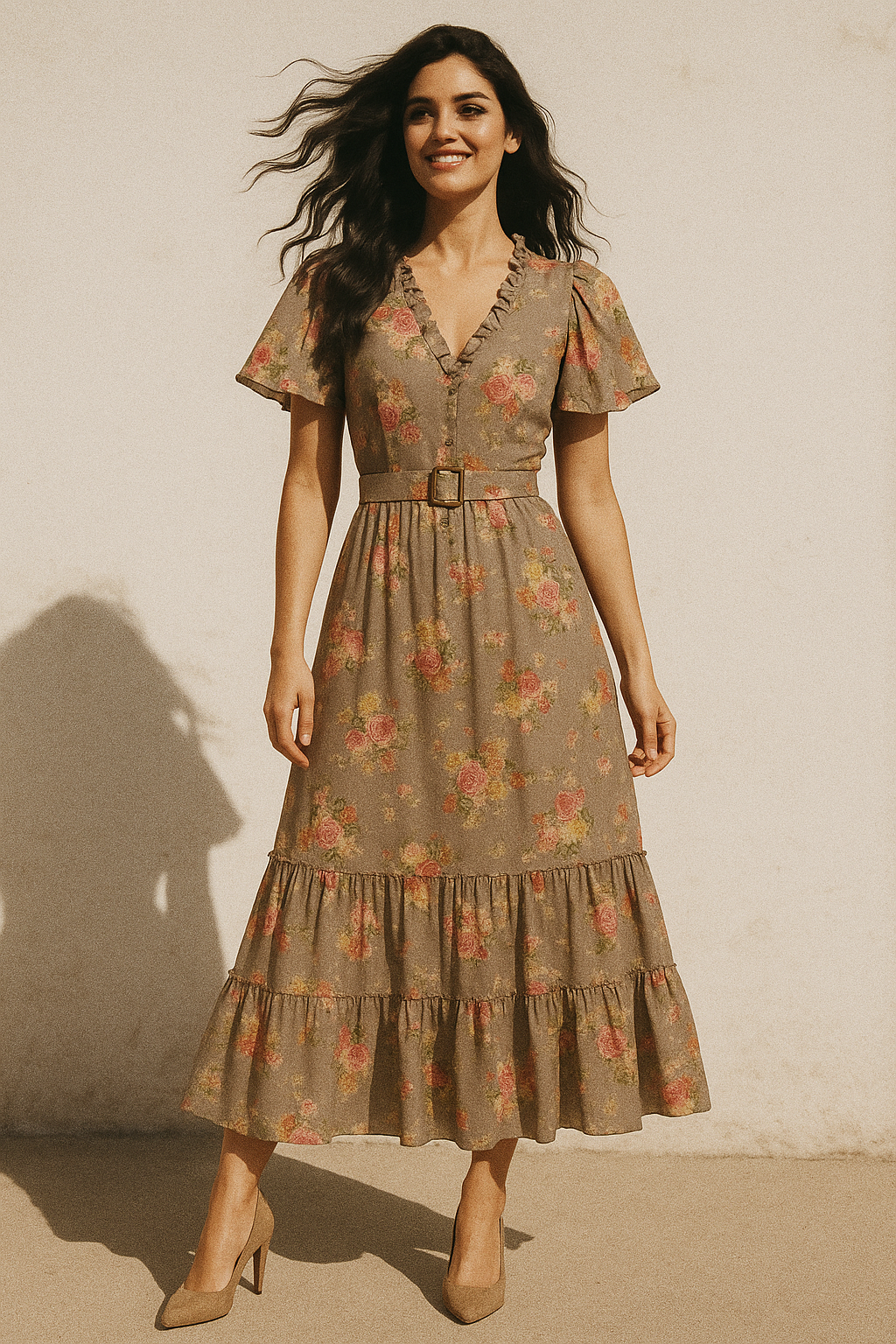 Lovely Yellow Roses With Jasmin Digital Printed Fabric - Poly Muslin