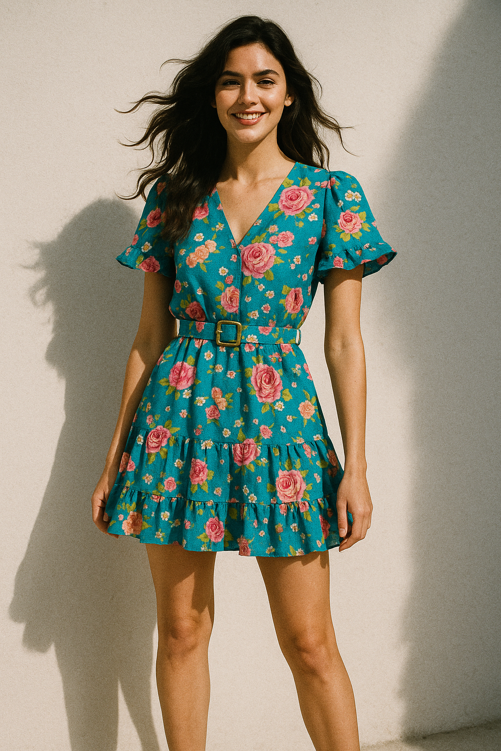 Beautiful Multicolour Anemone Roses Digital Printed Fabric