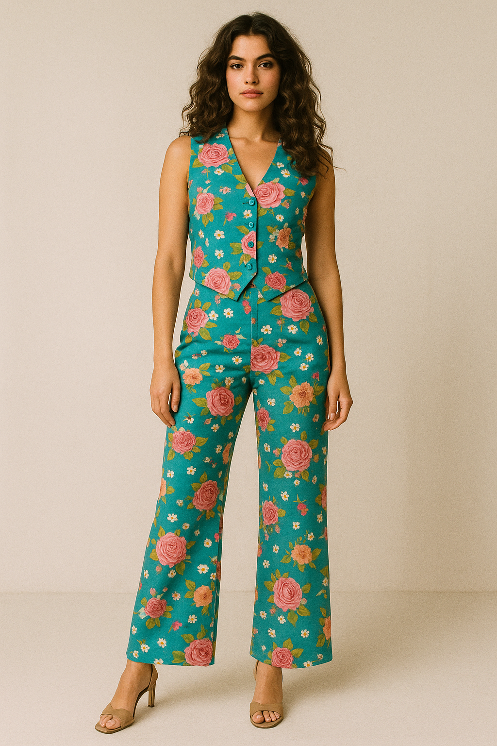 Beautiful Multicolour Anemone Roses Digital Printed Fabric