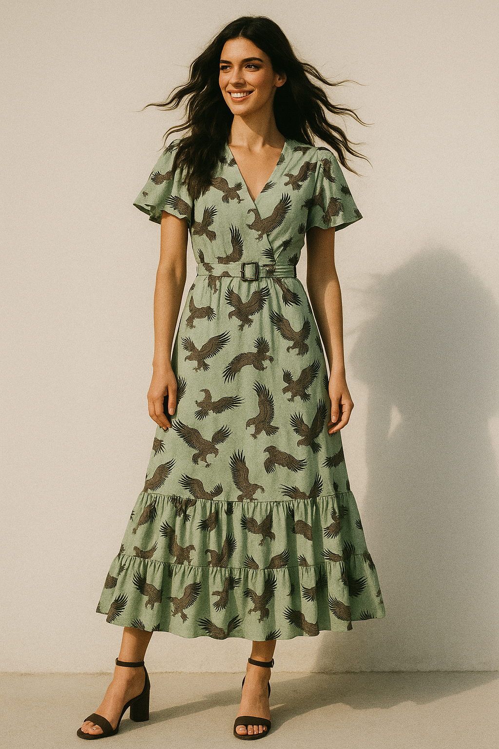 Seamless Eagle Bird Pattern Digital Printed Fabric - Poly Muslin