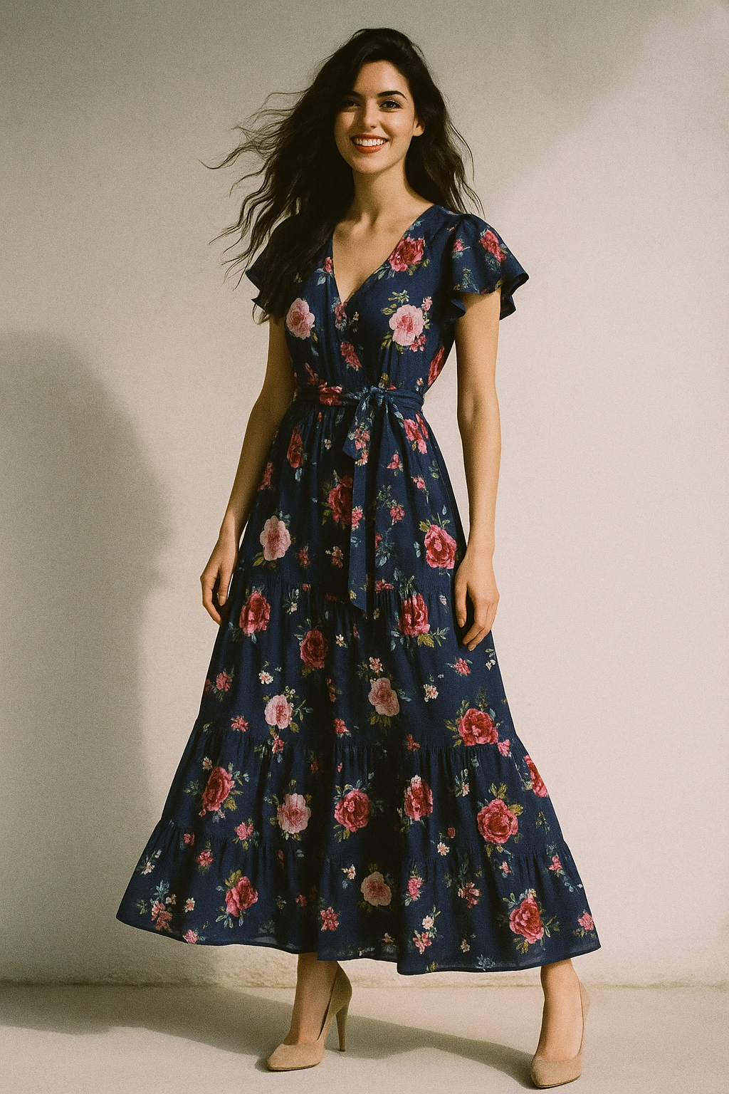 Harvest Red Pastel Wildflowers Digital Printed Fabric - Muslin