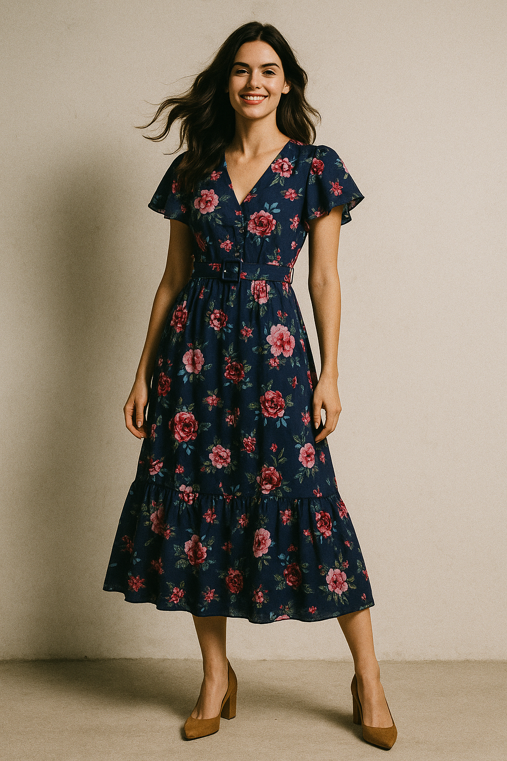 Harvest Red Pastel Wildflowers Digital Printed Fabric - Muslin