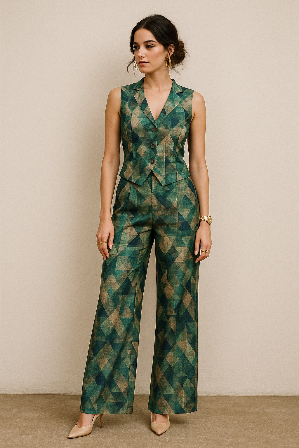 Houndstooth Pattern Digital Printed Fabric