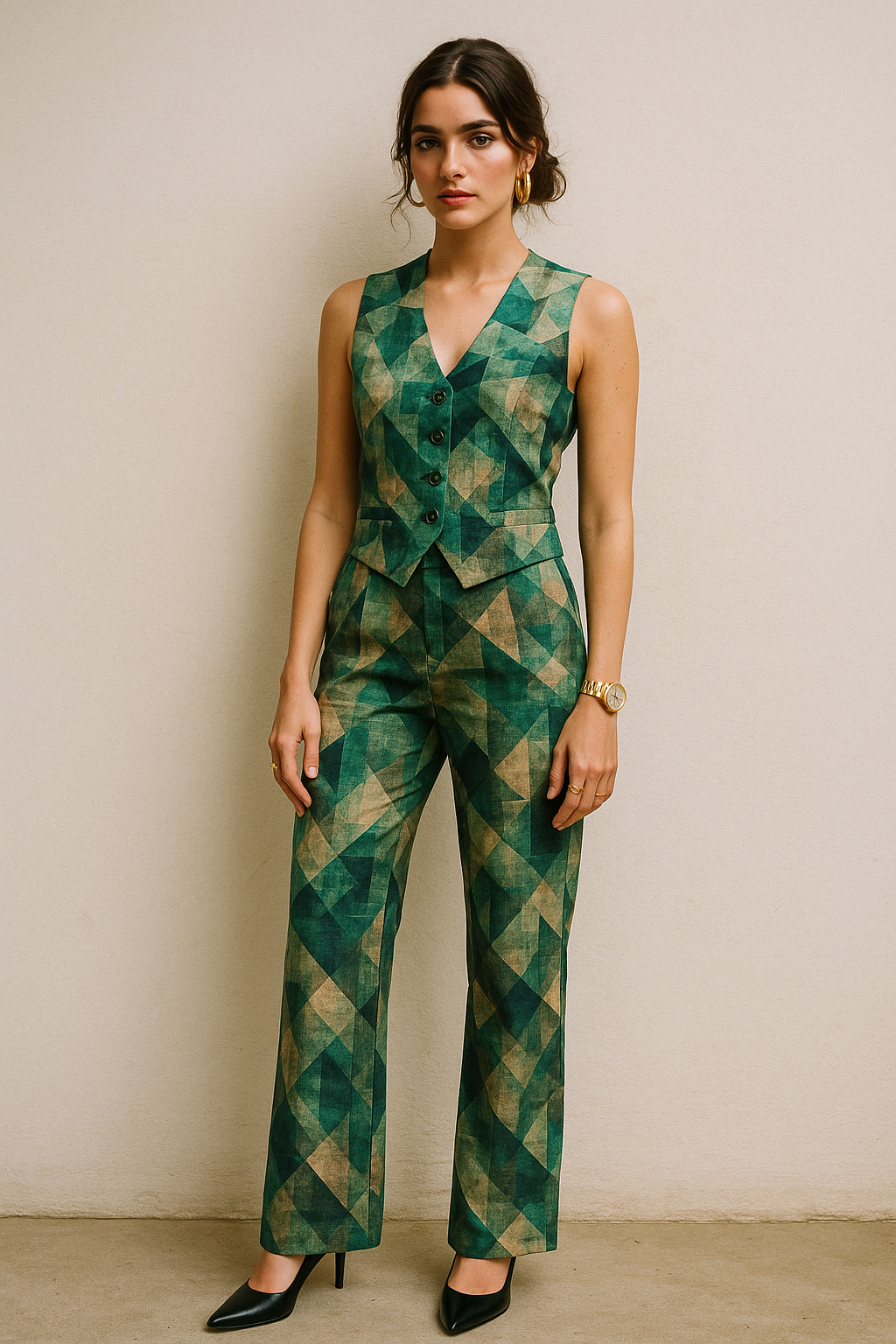 Houndstooth Pattern Digital Printed Fabric