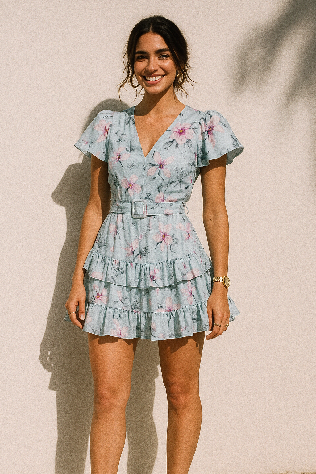 Blue Floral Digital Printed Fabric