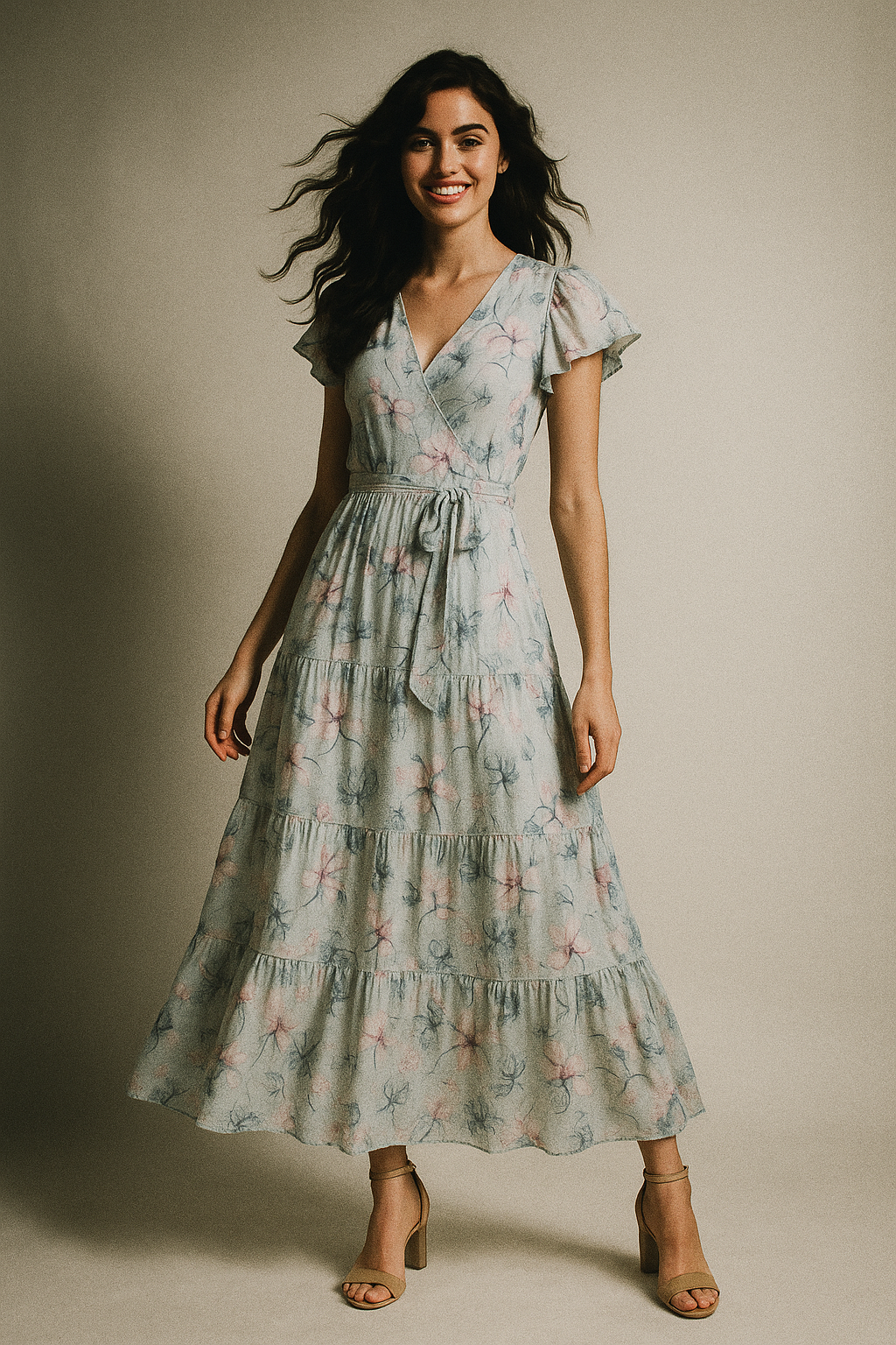 Blue Floral Digital Printed Fabric