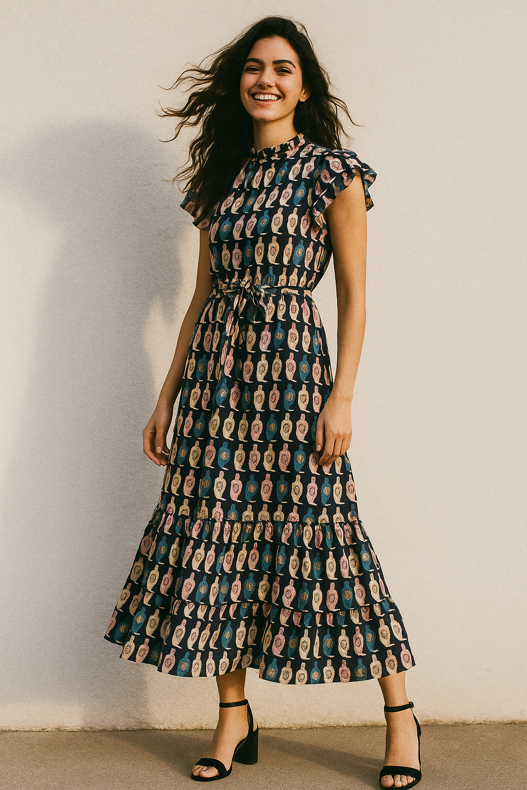 Stylized Leaf Motif Allover Digital Printed Fabric - Muslin