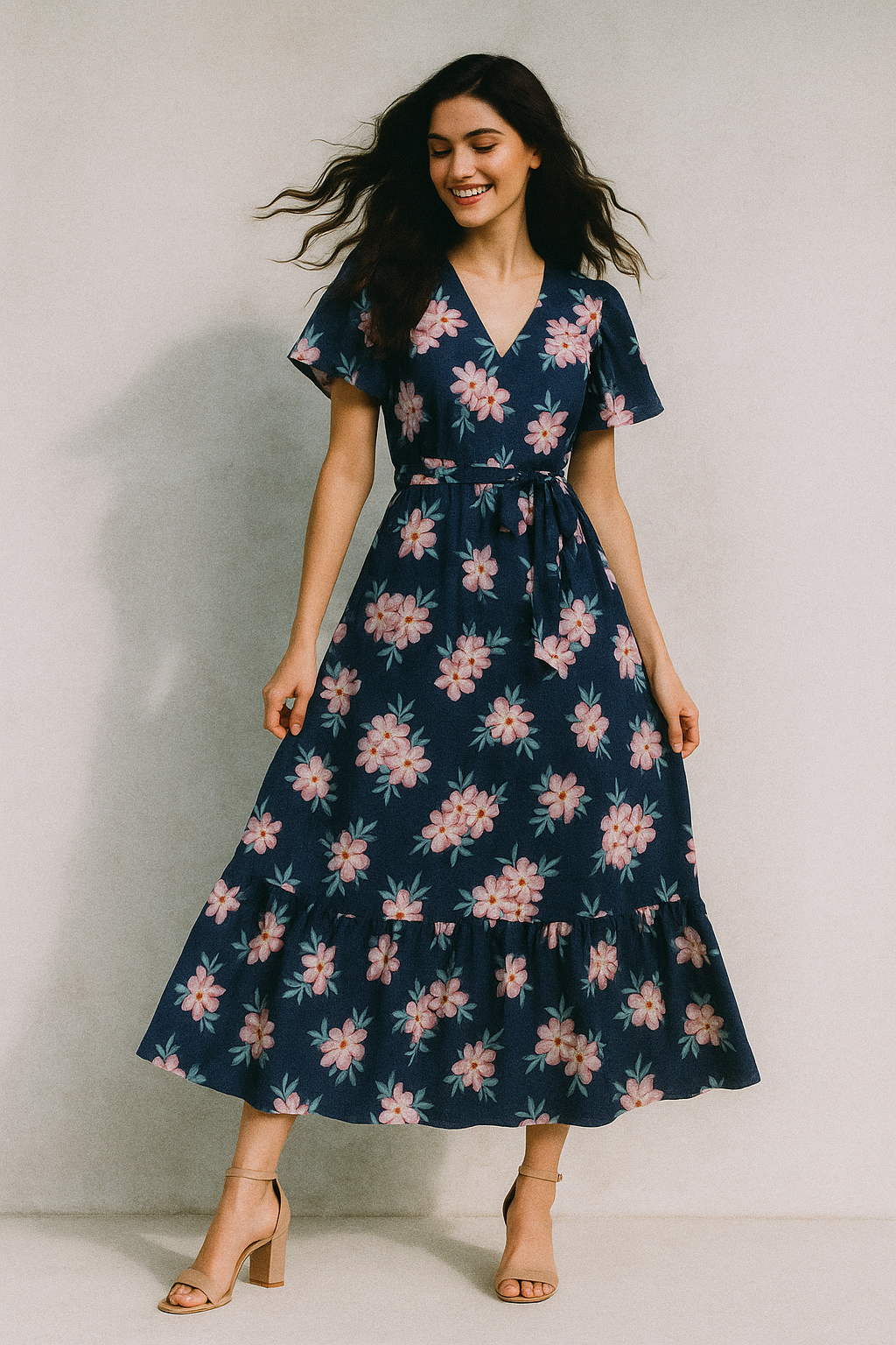 Violet Flower Bunch Digital Printed Fabric - Muslin