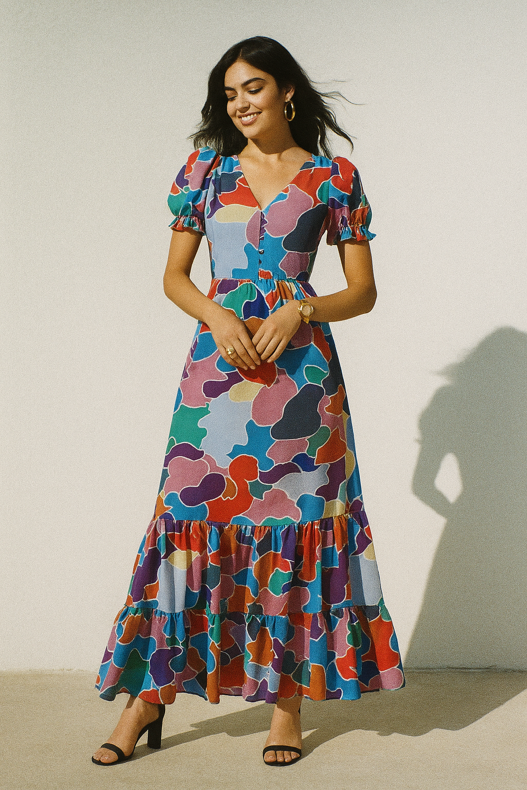 Colourful Marble Abstract Art Digital Printed Fabric - Silk Crepe