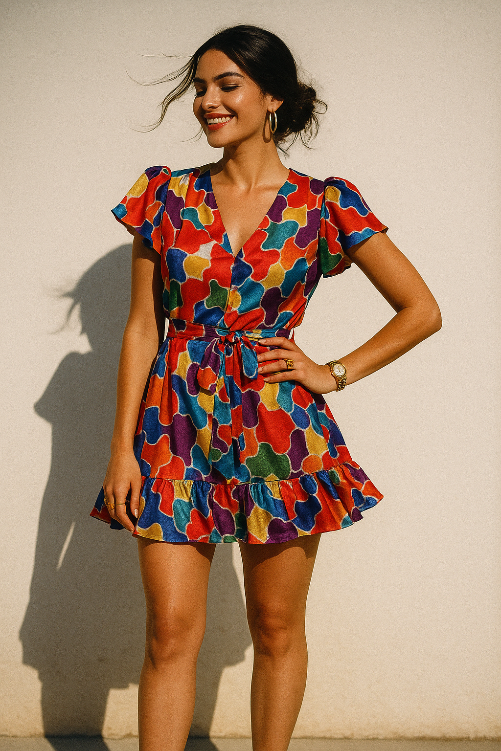 Seamless Rainbow Marble Art Digital Printed Fabric - Silk Crepe