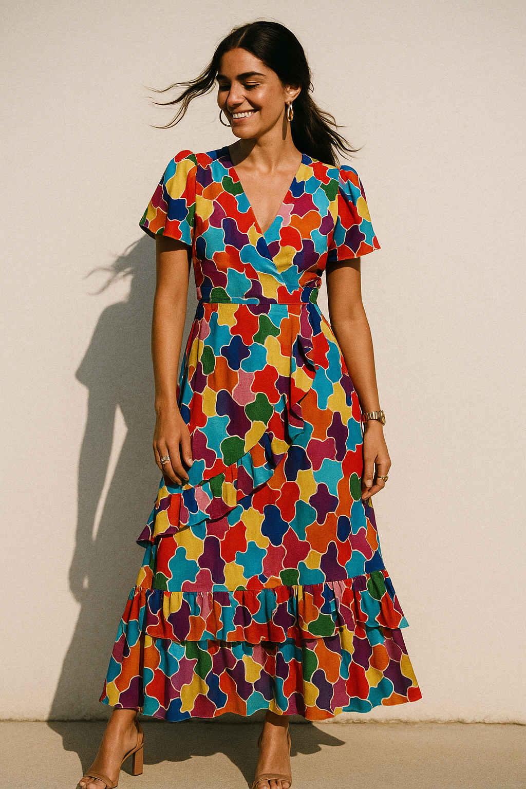 Seamless Rainbow Marble Art Digital Printed Fabric - Silk Crepe