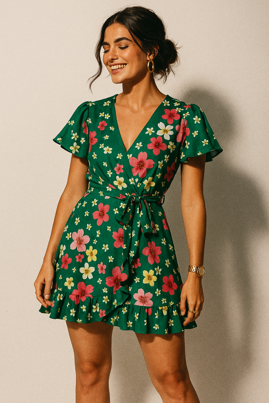 Hawaiian Tiny Colourful Chintz Digital Printed Fabric - Crepe