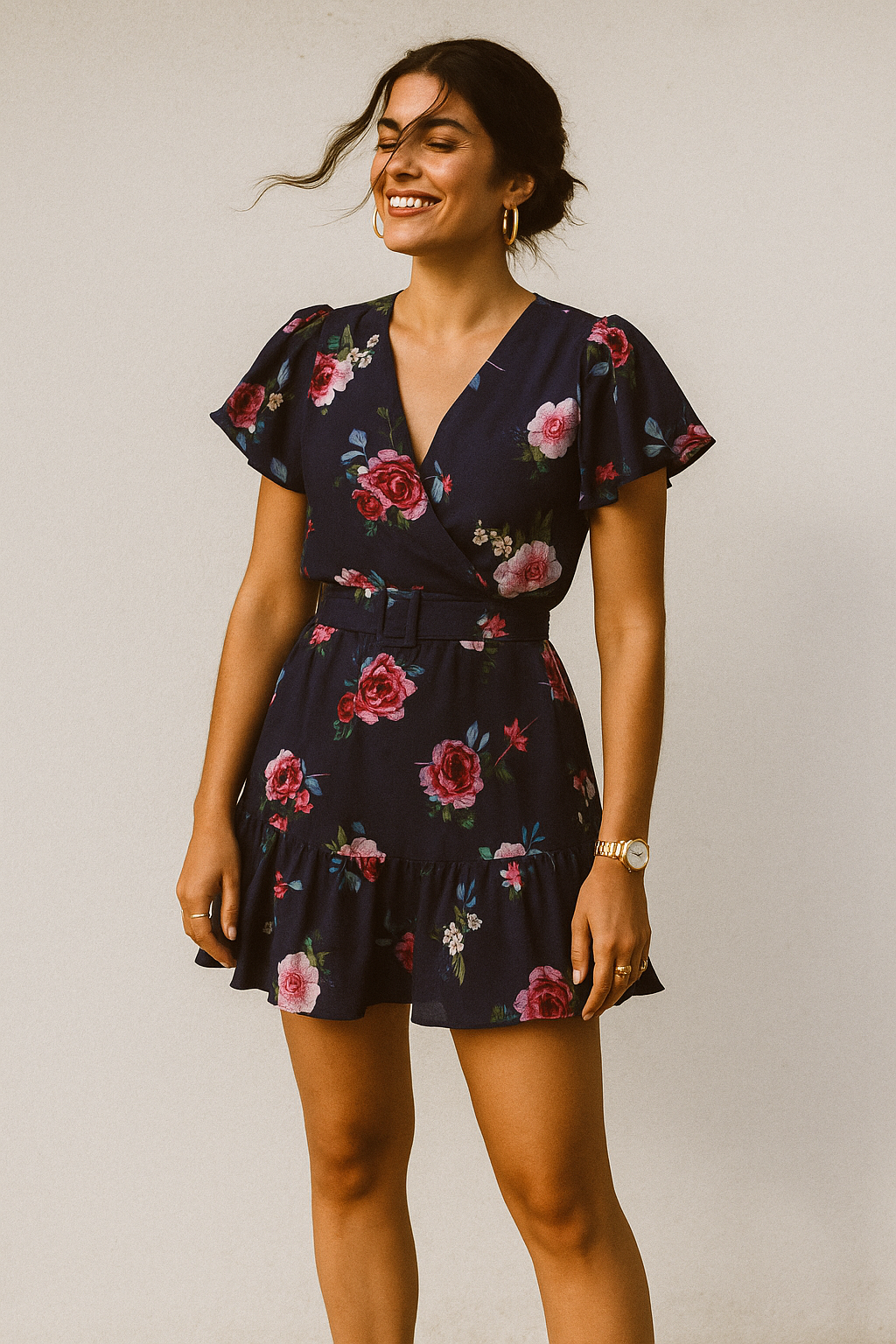 Harvest Red Pastel Wildflowers Digital Printed Fabric - Crepe