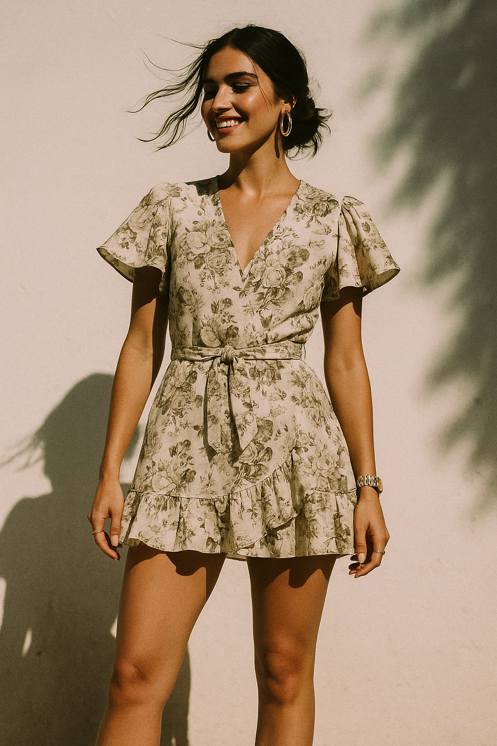 Floral Bright Golden Floral Digital Printed Fabric - Crepe