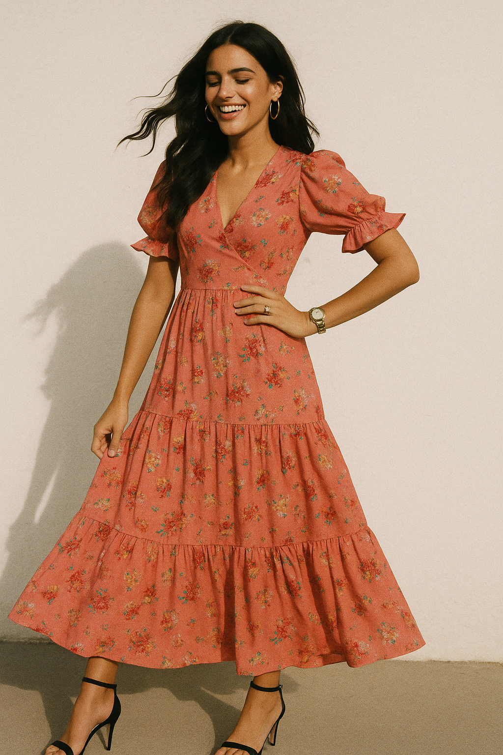 Calico Colorful Flower Digital Printed Fabric - Crepe