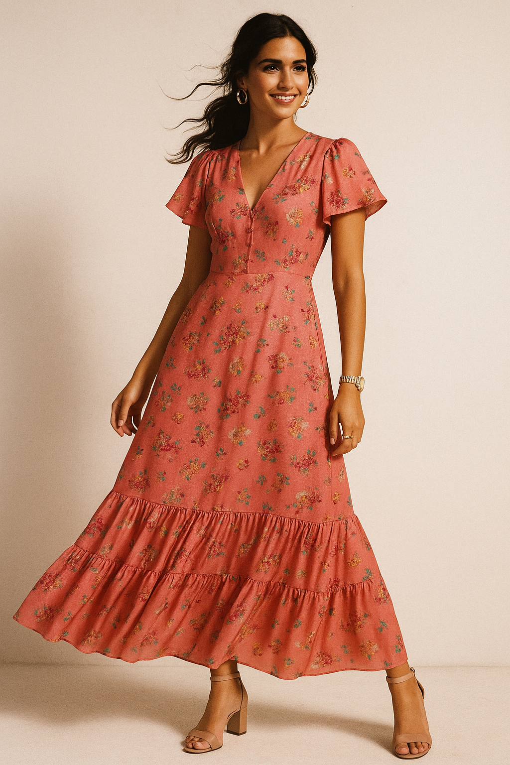 Calico Colorful Flower Digital Printed Fabric - Crepe