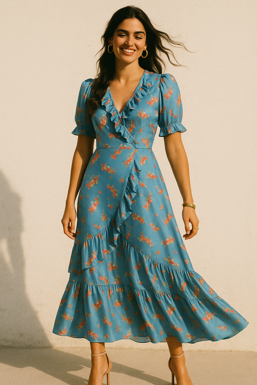 Ditsy Leaf Love Digital Printed Fabric - Crepe