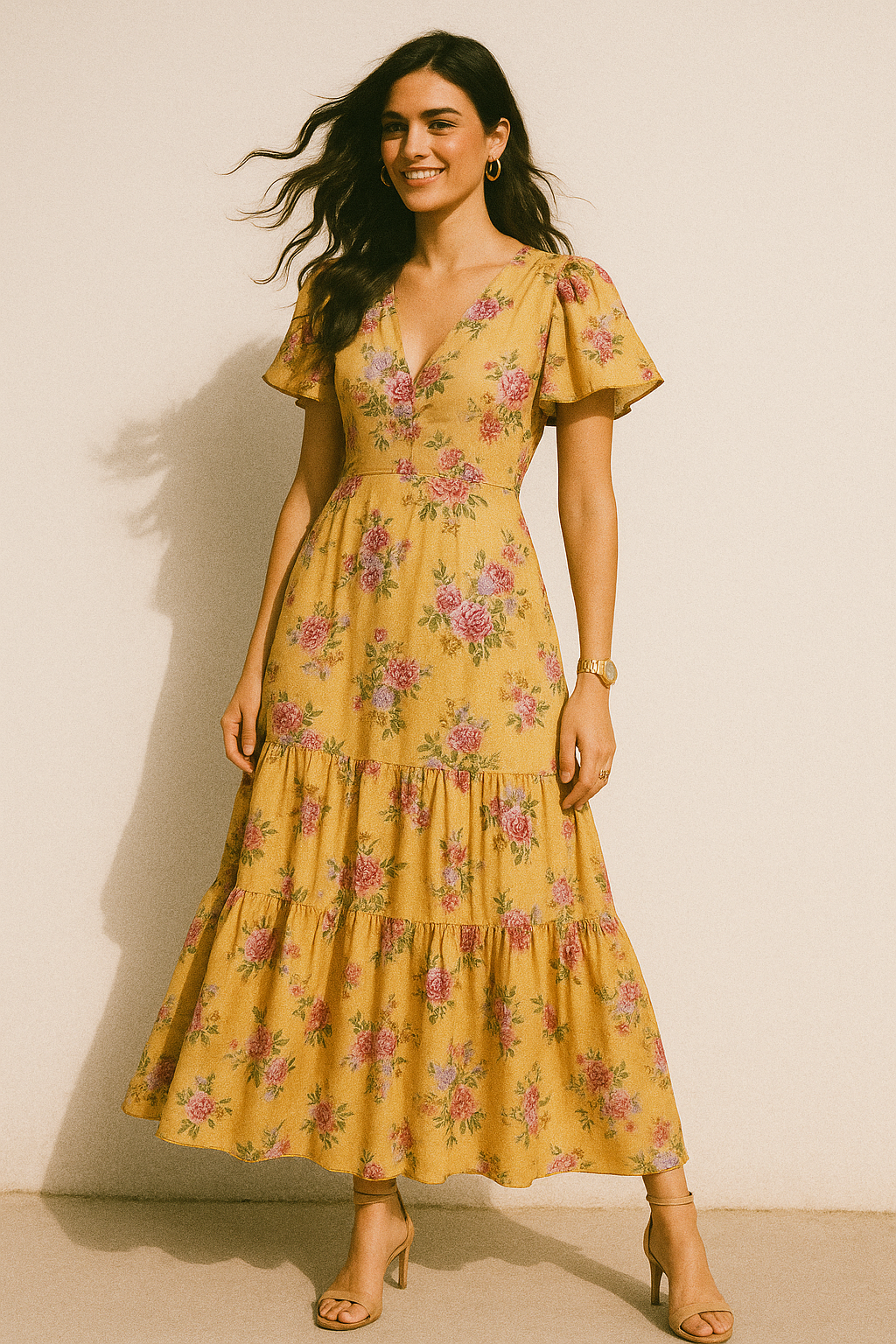 Bloom Pink Forest Flower Digital Printed Fabric - Crepe