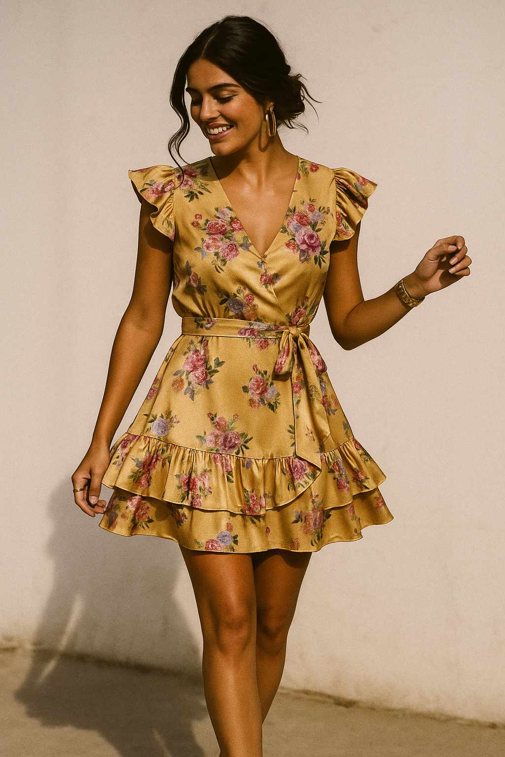 Bloom Pink Forest Flower Digital Printed Fabric - Crepe