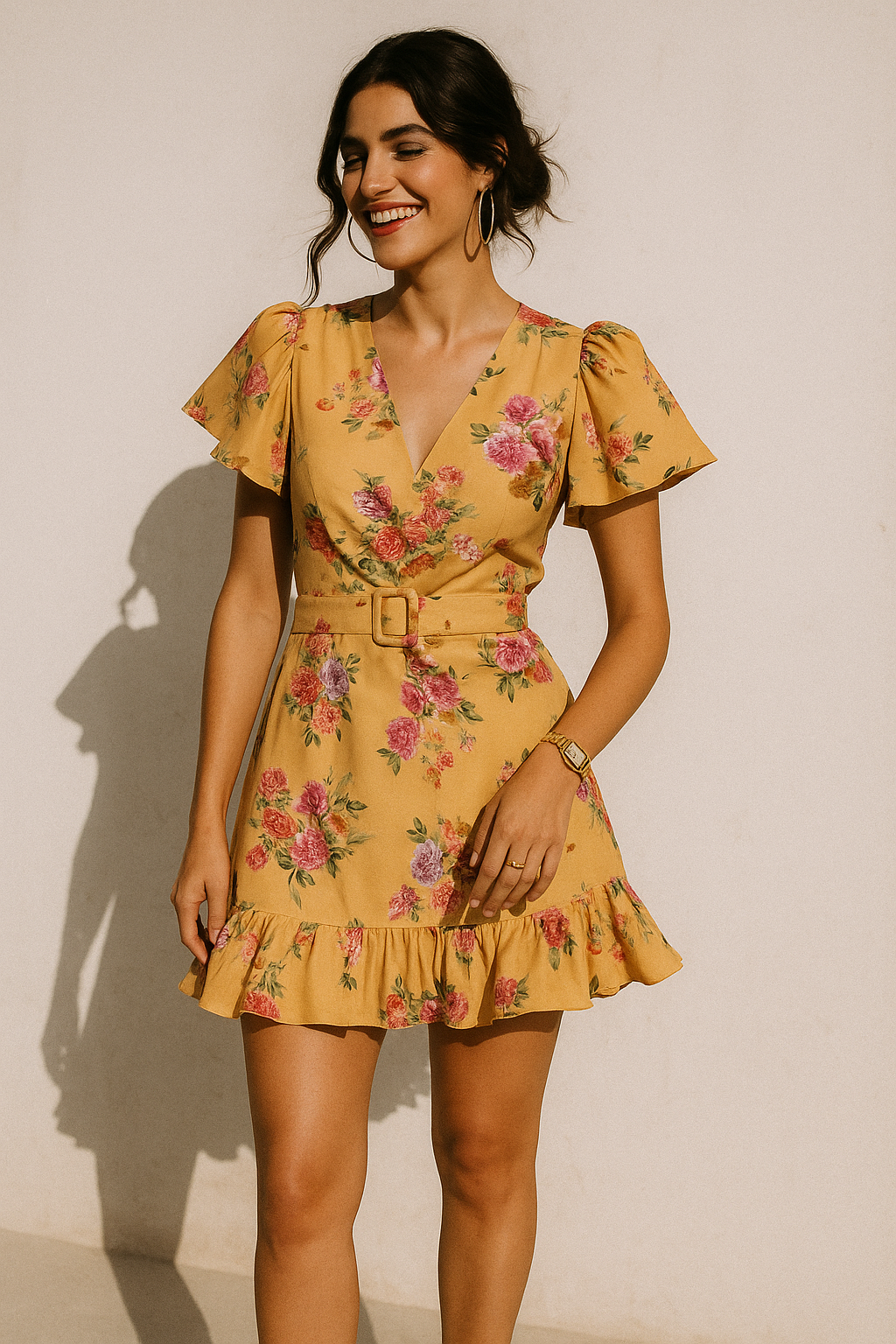 Bloom Pink Forest Flower Digital Printed Fabric - Crepe